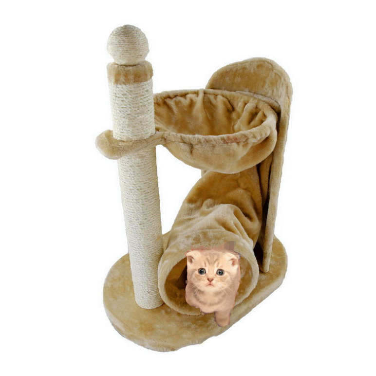 With fleece tunnel cat tree